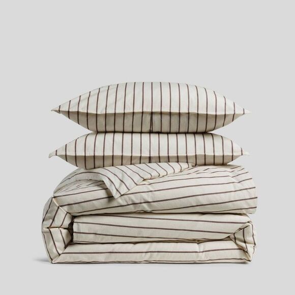 Parachute Other - Full/Queen Casual Organic Cotton Wide Stripe Duvet Cover Set French Press Stripe
